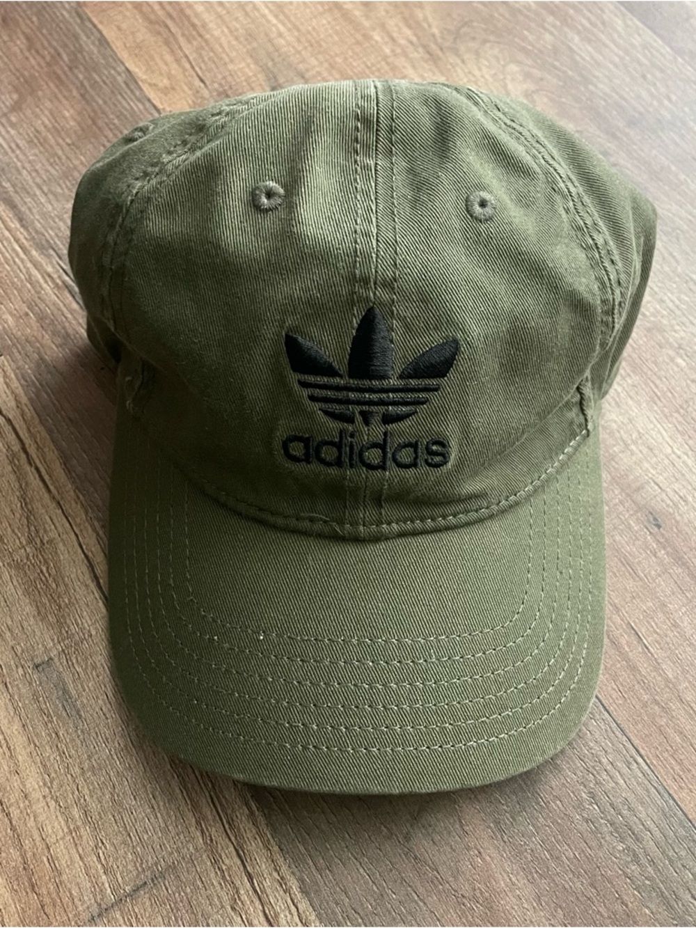 adidas Olive Green Baseball Hat with Black Trim